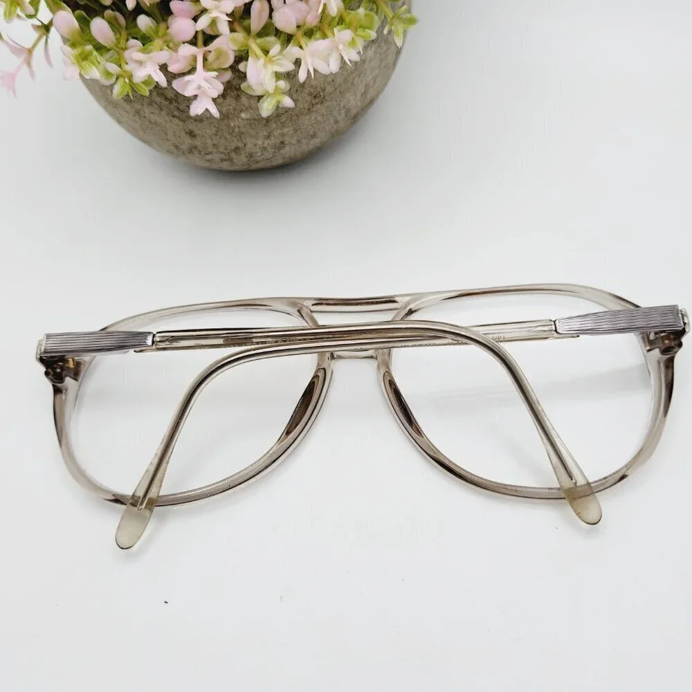 Safilo Elasta Italy 140 1563 Z66 Translucent Grey Green Retro Eyeglasses Frame